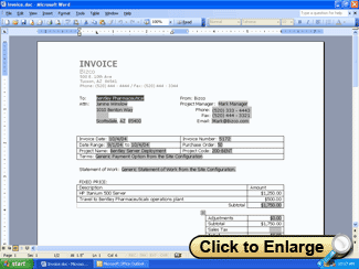 Open a window to a full screenshot of an exported invoice