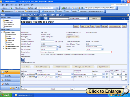 TrackerSuite.Net expense report